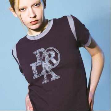 韓國PRENDA - SIDE COMBINATION PRDA TEE WINE